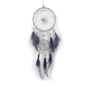 Silver and Gray Feather Dreamcatcher Wall Hanging
